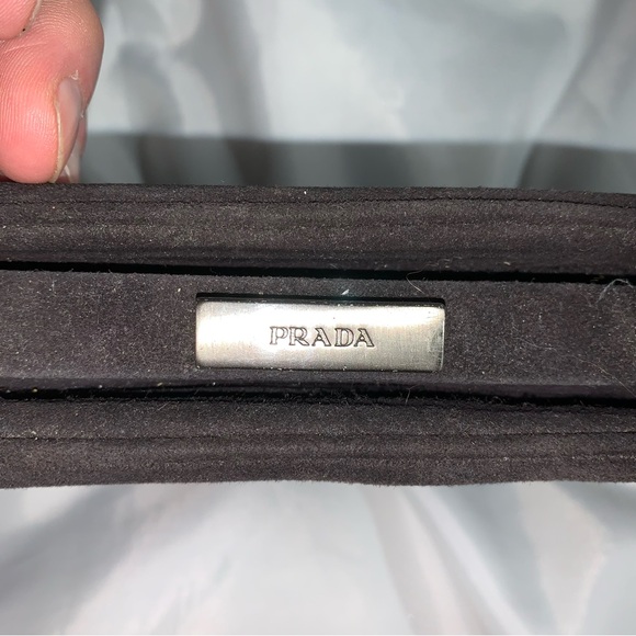 PRADA "zaffiro" blue-black SUEDED LEATHER top handle bag - Picture 5 of 12